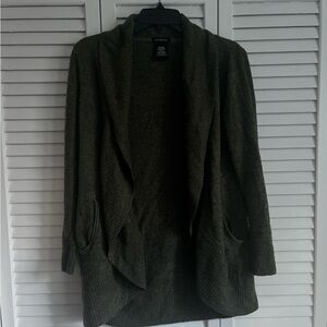 Olive Green Open Front Cardigan